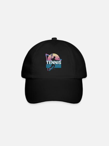 Tennisspieler Vaporwave Ästhetisches Retro-Geschen - Baseballkappe - Schwarz/Schwarz