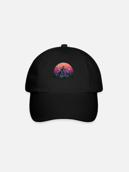 Go Kart Racing Vaporwave Aesthetic Retro - Baseballkappe - Schwarz/Schwarz