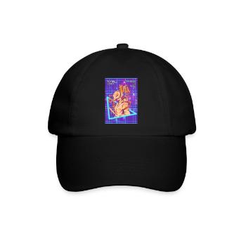 Samurai Anime Girl Kitsune Maske Vaporwave Geschen - Baseballkappe - Schwarz/Schwarz - Vorne