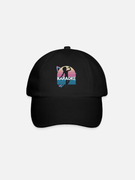 Karaoke-Sänger Retro Geschenk - Baseballkappe - Schwarz/Schwarz