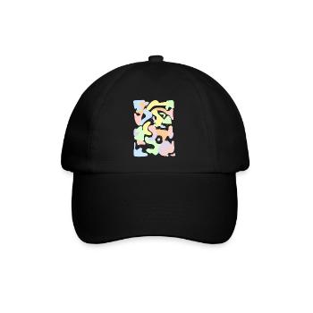 Dänische Pastell-Ästhetik Retro-Pastell-Muster - Baseballkappe - Schwarz/Schwarz - Vorne