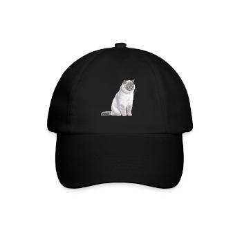 Sitzende Colourpoint Britisch Kurzhaar Katze - Baseballkappe - Schwarz/Schwarz - Vorne