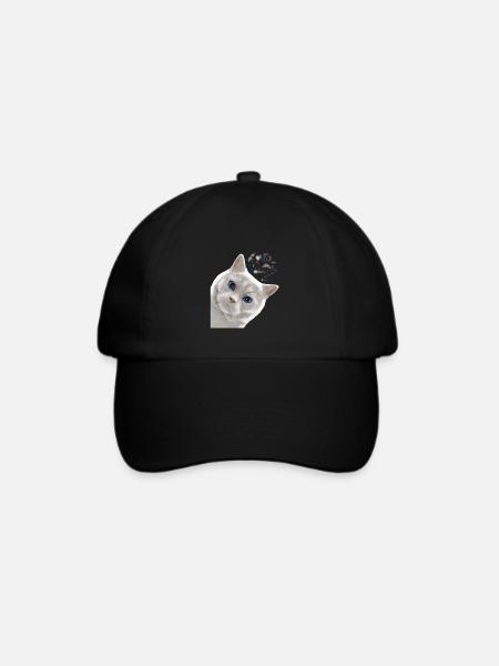 Lustige Neugierige Weiße Britisch Kurzhaar Katze - Baseballkappe - Schwarz/Schwarz
