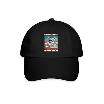 Schnauzer Hund Kaffee Sonnenbrille - Baseballkappe - Schwarz/Schwarz - Vorne