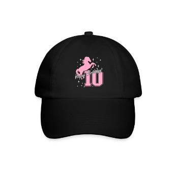 10. Geburtstag Reiten Pferd Reitstall - Baseballkappe - Schwarz/Schwarz - Vorne