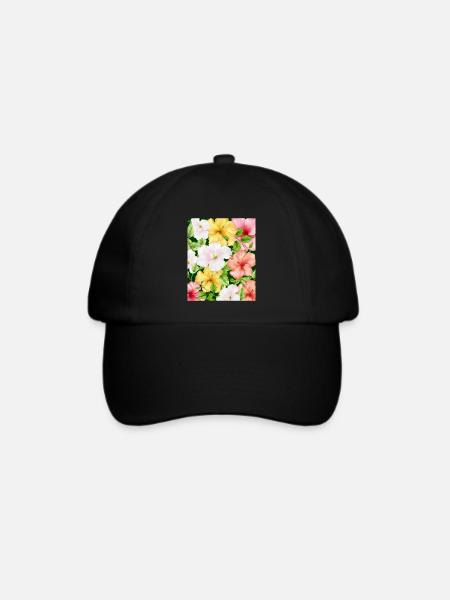 Coconut Girl Aesthetic Hibiscus Pattern - Baseballkappe - Schwarz/Schwarz