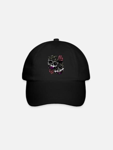 Asexual Pride Ace Flag Skull Roses Subtile LGBTQ - Baseballkappe - Schwarz/Schwarz