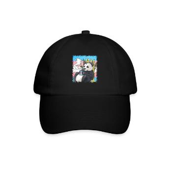 Transgender Stolz Trans Flagge Panda Kaffee Sublte - Baseballkappe - Schwarz/Schwarz - Vorne
