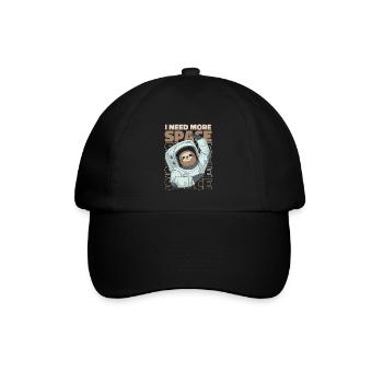 Faultier Astronaut I Need More Space - Baseballkappe - Schwarz/Schwarz - Vorne