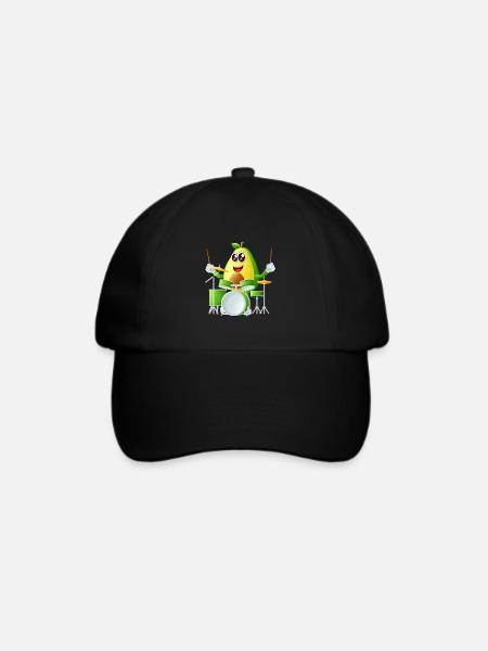 Schlagzeug Drummer Schlagzeuger Avocado - Baseballkappe - Schwarz/Schwarz