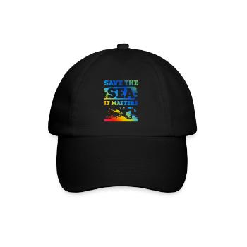 save the ocean spruch - Baseballkappe - Schwarz/Schwarz - Vorne