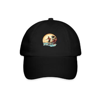 Surfer Surfen Cool Retro Surfer Vintage Surf - Baseballkappe - Schwarz/Schwarz - Vorne