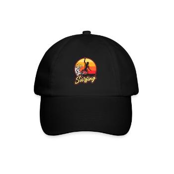 Surfer Surfen Cool Retro Surfer Vintage Surf - Baseballkappe - Schwarz/Schwarz - Vorne