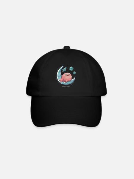 Kawaii Blobfish Weltraumplaneten - Baseballkappe - Schwarz/Schwarz