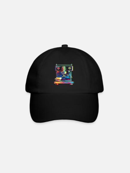 Barista Kaffeemaschine Pop Art - Baseballkappe - Schwarz/Schwarz