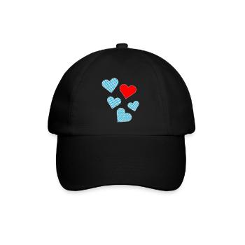 Bayrische Herzen als Patches - Baseballkappe - Schwarz/Schwarz - Vorne