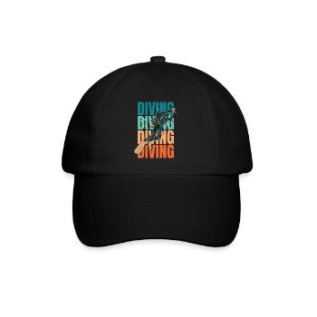 Tauchen Taucher - Baseballkappe - Schwarz/Schwarz - Vorne
