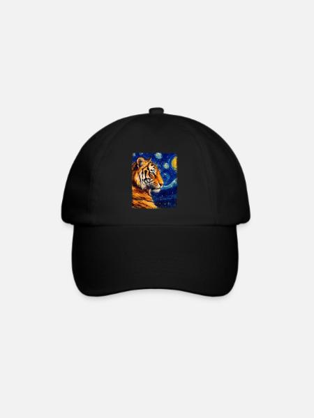 Bengalkatze Sternennacht-Gemälde - Baseballkappe - Schwarz/Schwarz