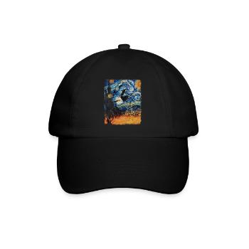 Hexe Halloween Hexen Okkultes Sternennacht Gemälde - Baseballkappe - Schwarz/Schwarz - Vorne