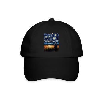Entenjagd Entenjäger Sternennacht Gemälde - Baseballkappe - Schwarz/Schwarz - Vorne