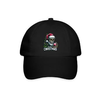 Weihnachtsmann Skull mit Christbaumkugel - Baseballkappe - Schwarz/Schwarz - Vorne