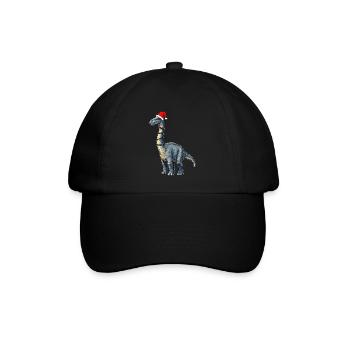 Brachiosaurus Dinosaurier Weihnachtsmütze Xmas - Baseballkappe - Schwarz/Schwarz - Vorne