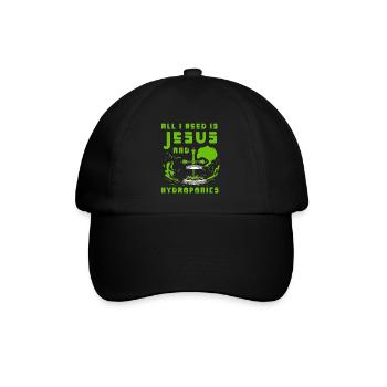 Alles, was ich brauche, ist Jesus und Hydrokultur - Baseballkappe - Schwarz/Schwarz - Vorne