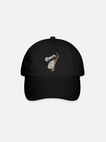 Koala mit Brille auf Baum - Baseballkappe - Schwarz/Schwarz