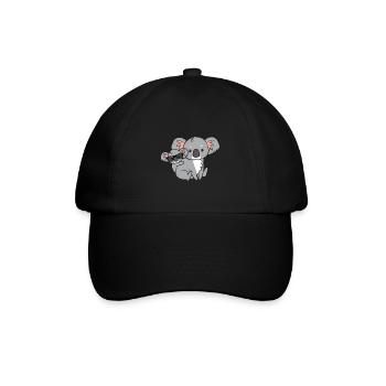 Koala mit Baby und Brille - Baseballkappe - Schwarz/Schwarz - Vorne