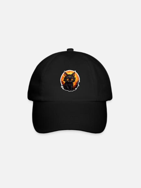 Halloween Kater - Baseballkappe - Schwarz/Schwarz