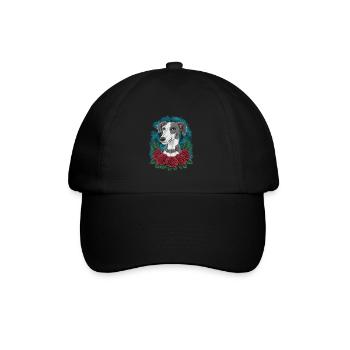 Süßer Windhund mit hübschen Rosen - Baseballkappe - Schwarz/Schwarz - Vorne