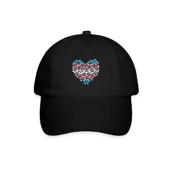Trans Flagge Herz LGBT Transgender - Baseballkappe - Schwarz/Schwarz - Vorne