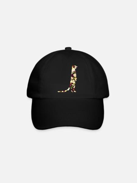 Erdmännchen Blüten Floral Blumenmuster Geschenk - Baseballkappe - Schwarz/Schwarz