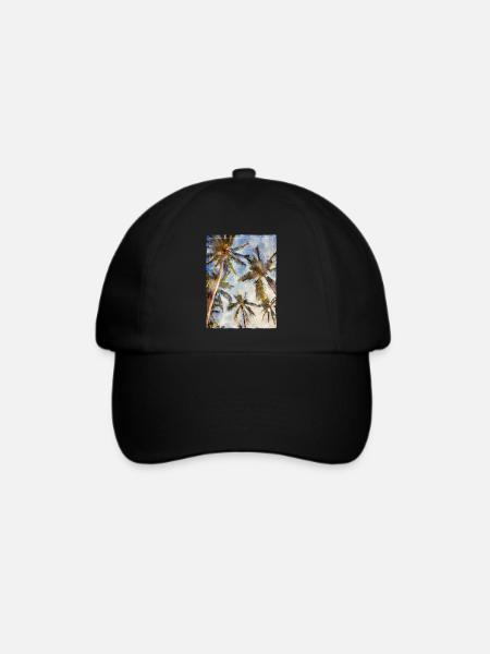Palmen in Aquarell-Optik - Baseballkappe - Schwarz/Schwarz