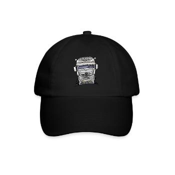 0807 M LKW weiß - Baseballkappe - Schwarz/Schwarz - Vorne