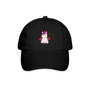 Teufelshorn das Einhorn böse Geschenkidee witzig - Baseballkappe - Schwarz/Schwarz - Vorne