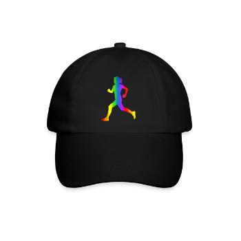 Bunter Läuferin Regenbogen - Baseballkappe - Schwarz/Schwarz - Vorne