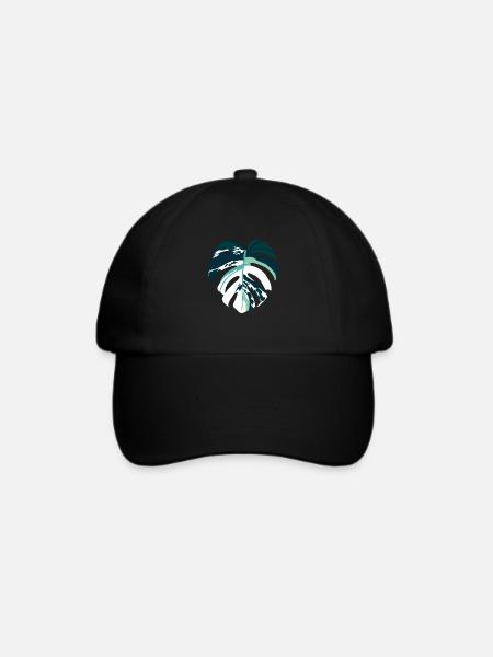 Monstera Variegata - Baseballkappe - Schwarz/Schwarz