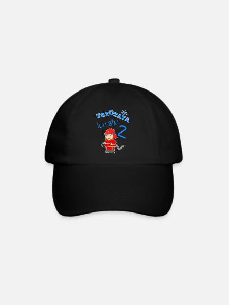 2 Kindergeburtstag mit Feuerwehrmann Geschenk - Baseballkappe - Schwarz/Schwarz