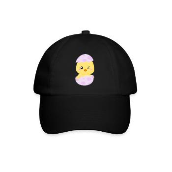 Nettes kleines Küken in einer Eierschale - Baseballkappe - Schwarz/Schwarz - Vorne