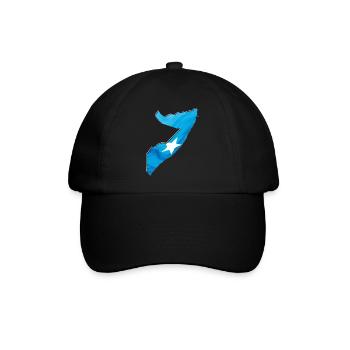 Somalia Flagge in der Somalia Landkarte - Baseballkappe - Schwarz/Schwarz - Vorne