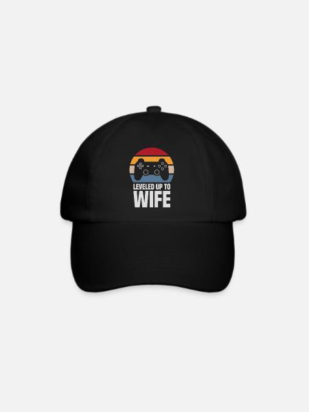 Leveled Up To Wife Hochzeit Heirat Gaming Gamer - Baseballkappe - Schwarz/Schwarz