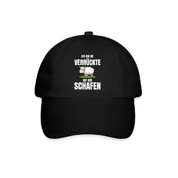 Ich Bin Die Verrückte Mit Den Schafen Schäferin - Baseballkappe - Schwarz/Schwarz - Vorne