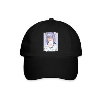 Kawaii Anime Katze Neko Japanische Manga Otaku - Baseballkappe - Schwarz/Schwarz - Vorne