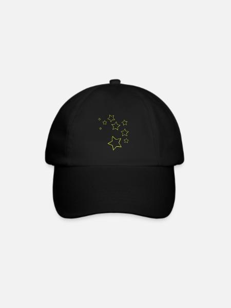 gelbe Sterne / Sternenhimmel - Baseballkappe - Schwarz/Schwarz