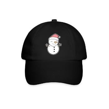 Schneemann - Baseballkappe - Schwarz/Schwarz - Vorne