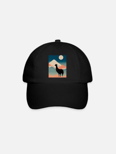 Lama in Japan - Baseballkappe - Schwarz/Schwarz