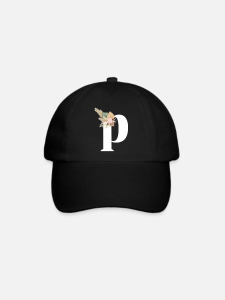 Buchstabe P blumig - Baseballkappe - Schwarz/Schwarz