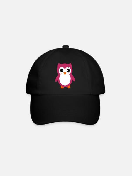 süßes kawaii Eulen T-shirt Geschenk  - Baseballkappe - Schwarz/Schwarz