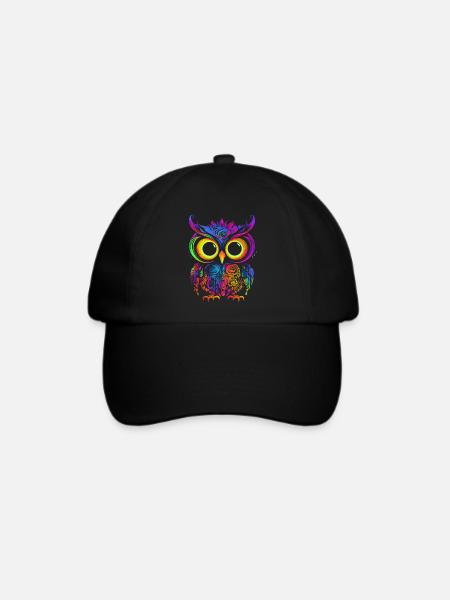 Eule Eulen Vogel Tier Owl Uhu Neon - Baseballkappe - Schwarz/Schwarz